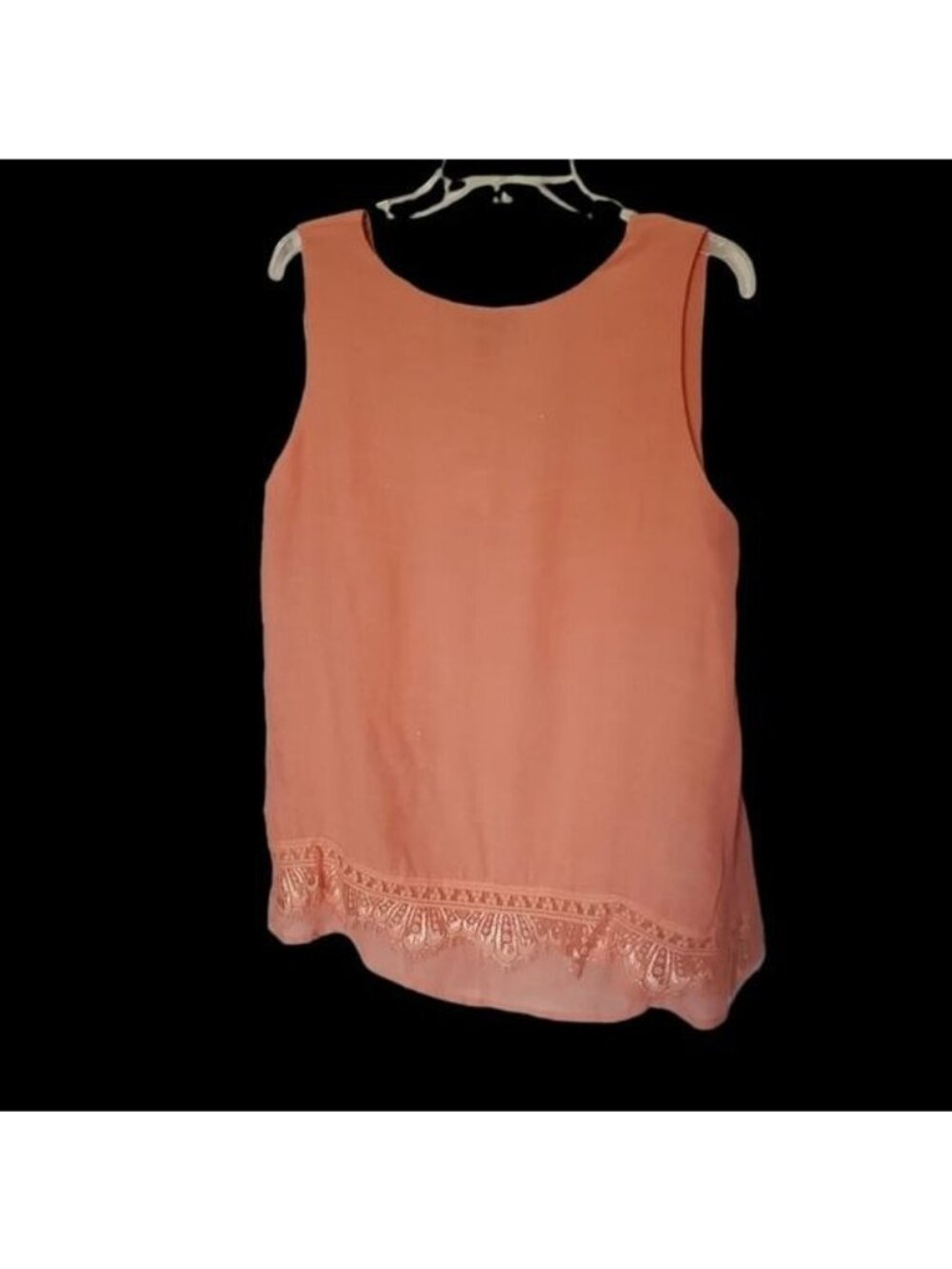 Melissa Paige Sleeveless Blouse W/Feminine Crochet Lace Trim Soft Peach Medium - Picture 3 of 8